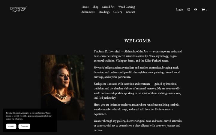 Screenshot of alchemistofthearts.co.uk