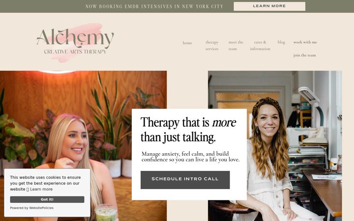 Screenshot of alchemycreativeartstherapy.com