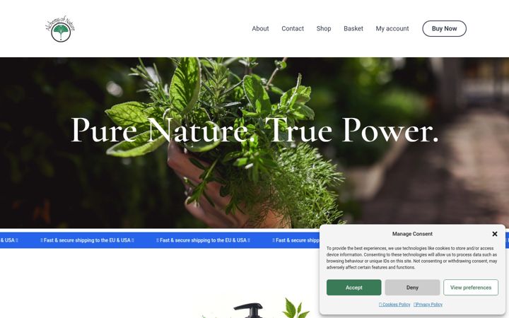Screenshot ta' alchemyofnature.co.uk