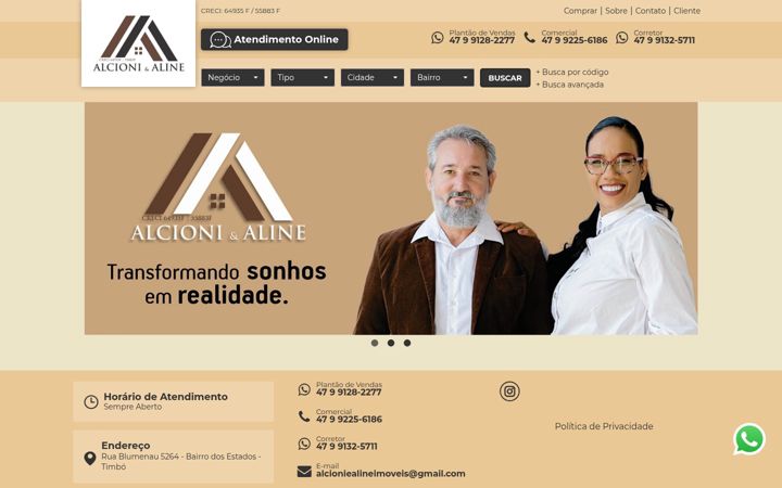 Screenshot of alcioniealineimoveis.com.br