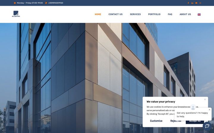 Screenshot of alcoating.com