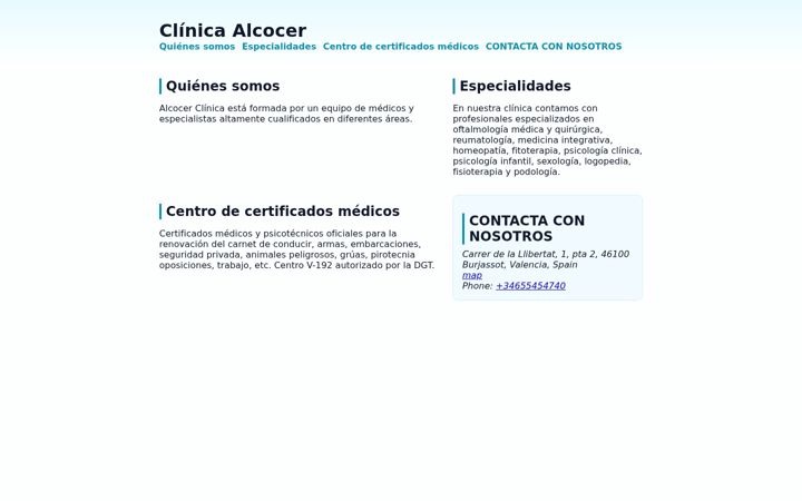 Screenshot of alcocerclinica.com