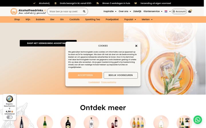 Screenshot of alcoholfreedrinks.nl