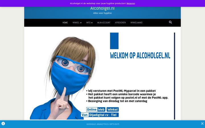 Ekraanipilt saidist alcoholgel.nl