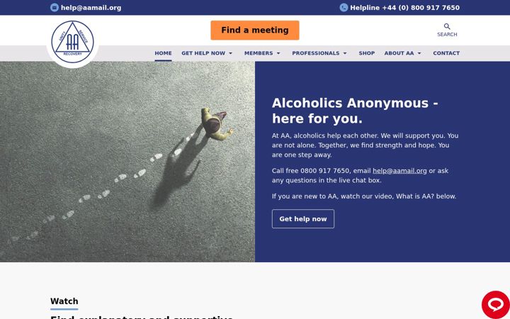 Screenshot of alcoholics-anonymous.org.uk