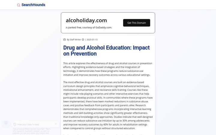 Screenshot of alcoholiday.com