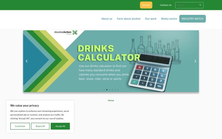 Screenshot of alcoholireland.ie