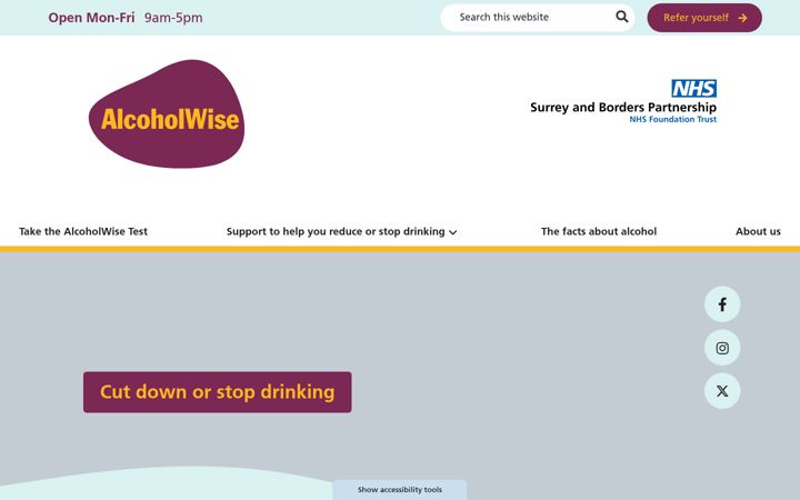 Screenshot of alcoholwise.org.uk