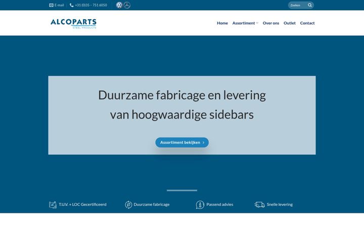 Captură de ecran a alcoparts.nl