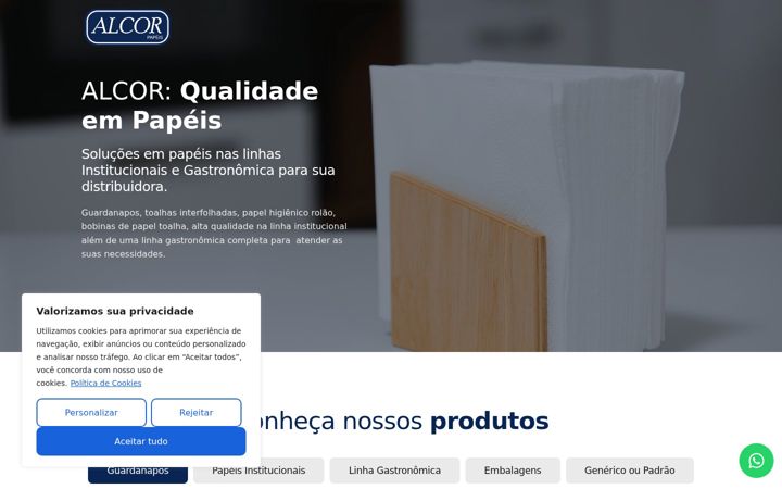 Skjámynd af alcorpapeis.com.br
