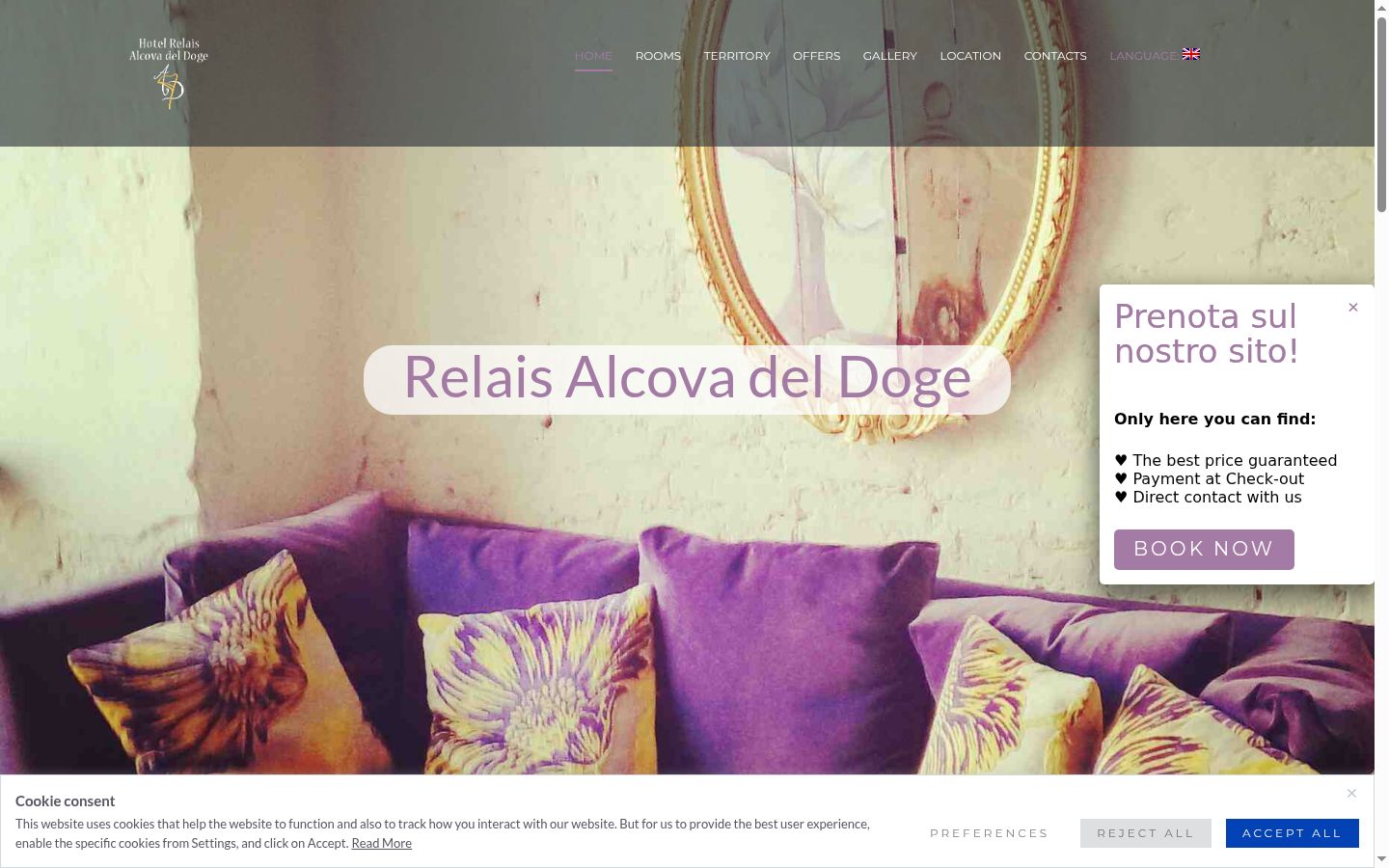 Screenshot del banner di consenso mostrato prima di qualsiasi interazione