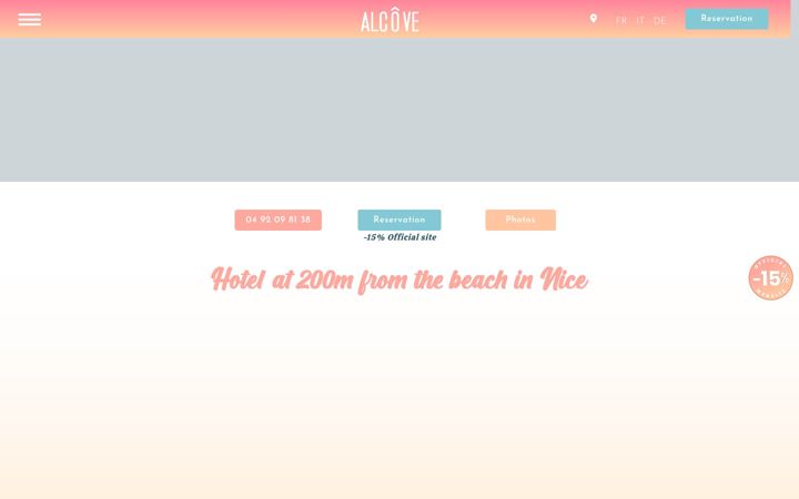Screenshot di alcovehotelnice.com