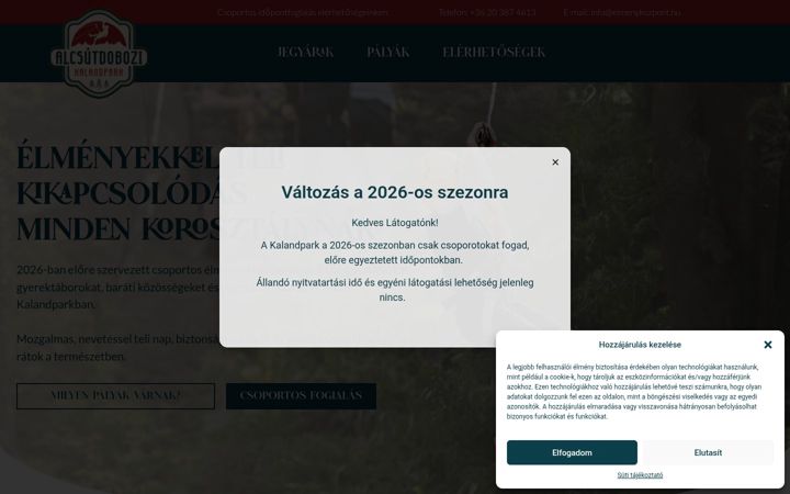 Skjámynd af alcsutikalandpark.hu
