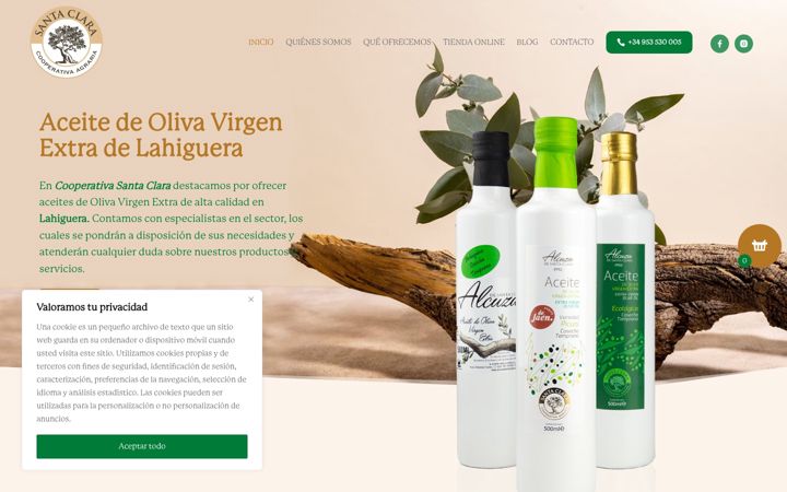 Skærmbillede af alcuzasantaclara.com