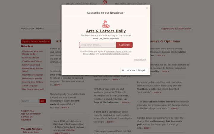 Screenshot of aldaily.com