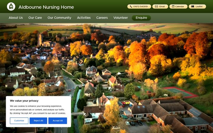 Zrzut ekranu aldbournenursinghome.com