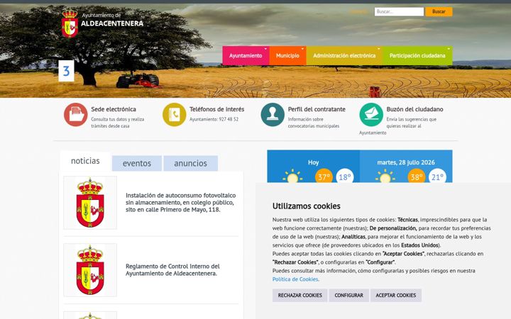 Screenshot of aldeacentenera.es
