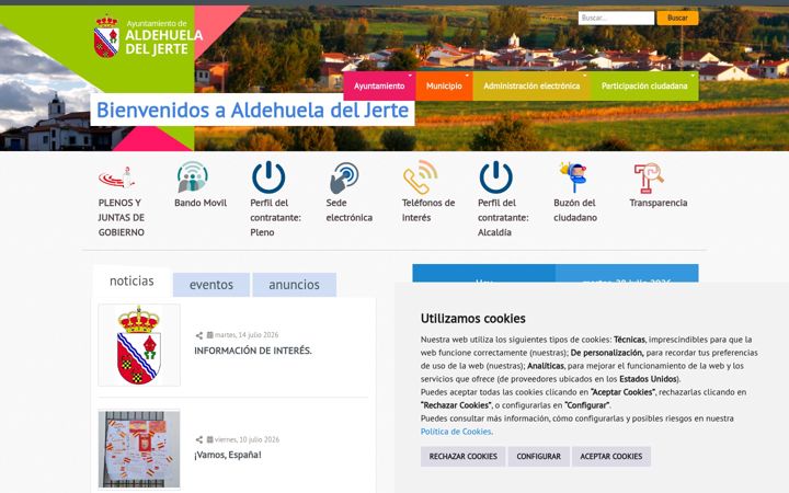 Screenshot of aldehueladeljerte.es