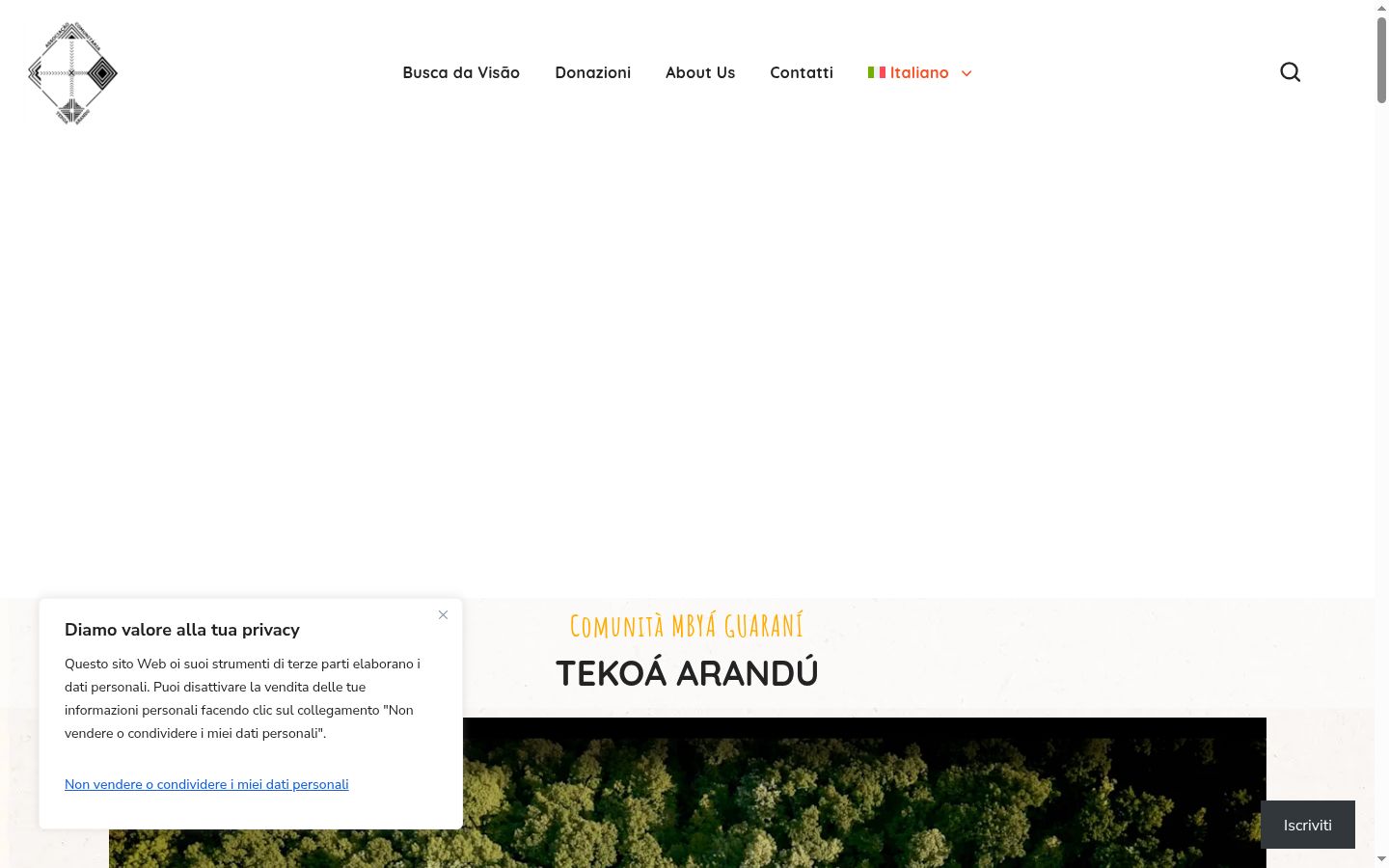 Captura de ecrã do banner de consentimento apresentado antes de qualquer interação