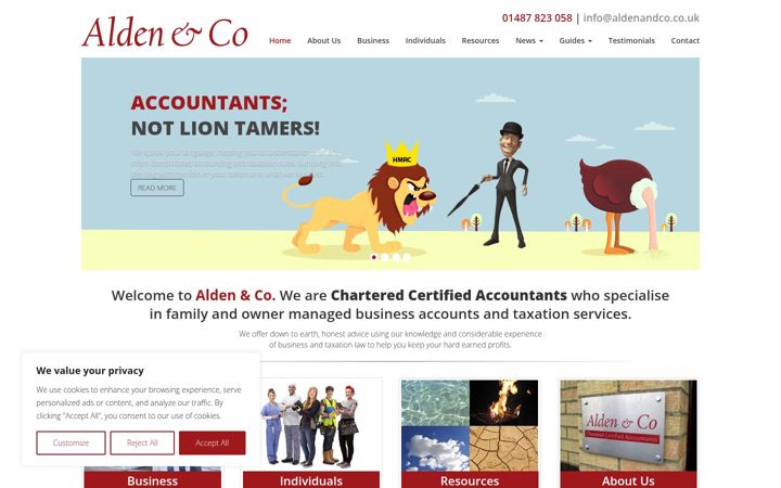 Ekrānuzņēmums no aldenandco.co.uk