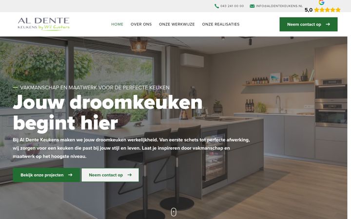 Screenshot of aldentekeukens.nl
