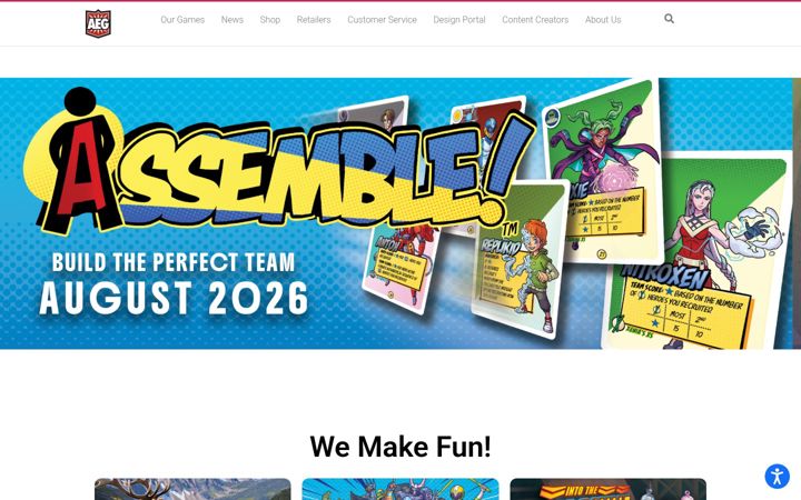 Screenshot stránky alderac.com