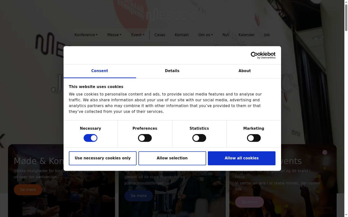 Capture d'écran de la bannière de consentement affichée avant toute interaction