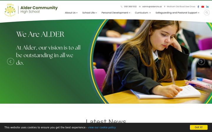 Screenshot of aldercommunityhighschool.org.uk