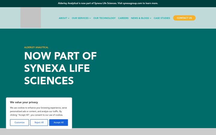 Screenshot of alderleyanalytical.com