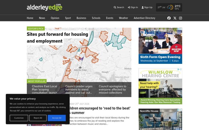 Capture d'écran de alderleyedge.com