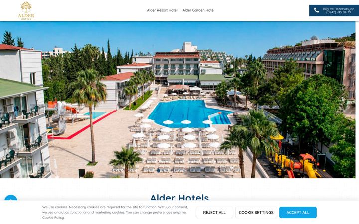 Screenshot of alderotels.com
