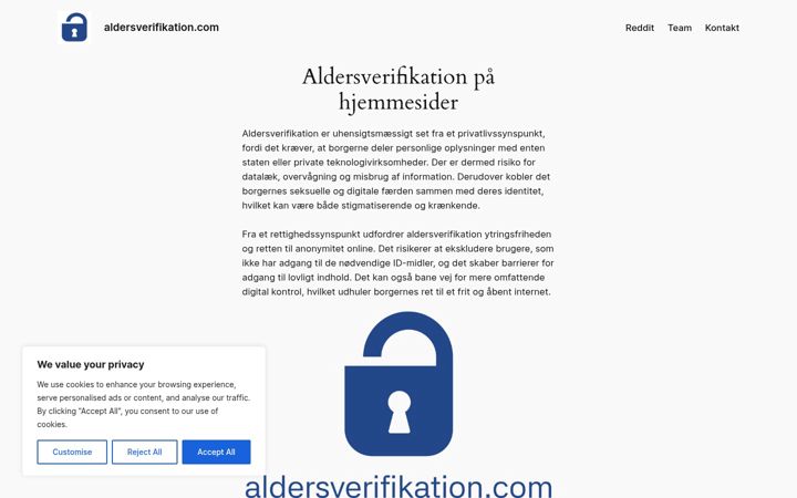 Screenshot von aldersverifikation.com