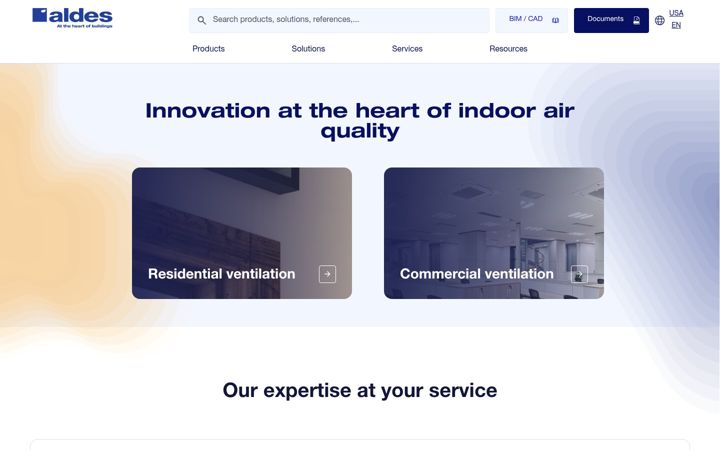 Screenshot of aldes-na.com