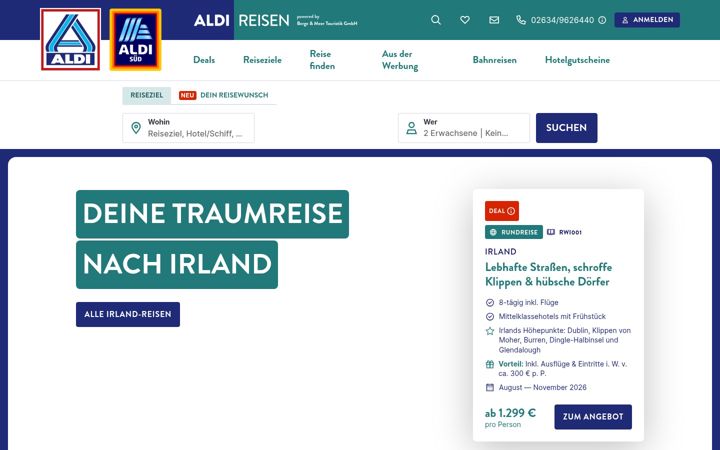 Screenshot of aldi-reisen.de