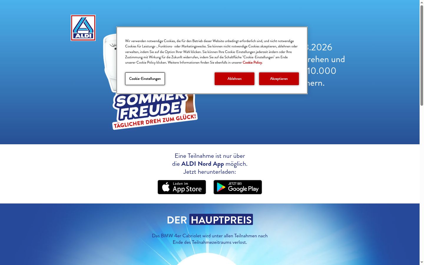 Sutikimo reklamjuostės, rodytos prieš bet kokią sąveiką, ekrano kopija