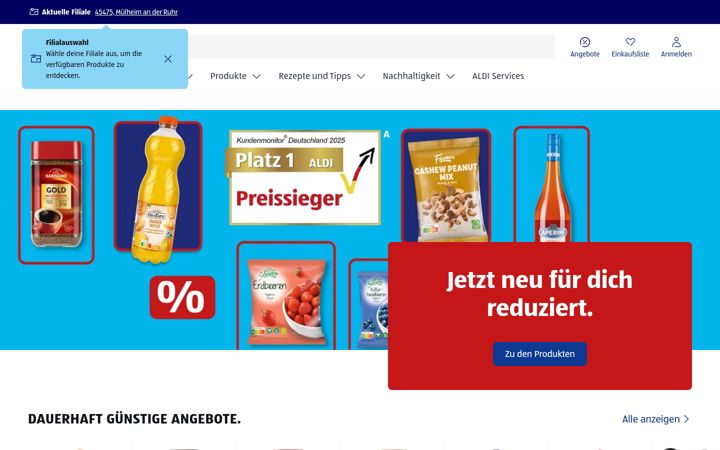 Snímek obrazovky aldi-sued.de