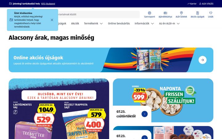 Screenshot of aldi.hu