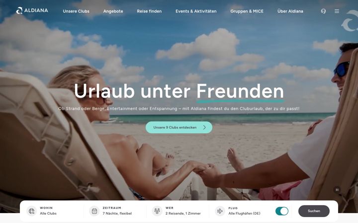 Screenshot of aldiana.com