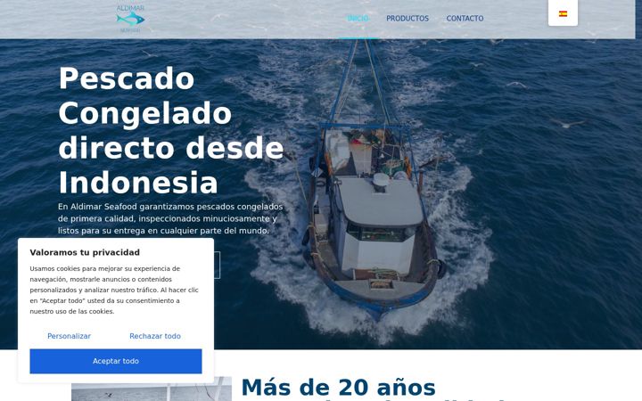 Screenshot of aldimarseafood.com