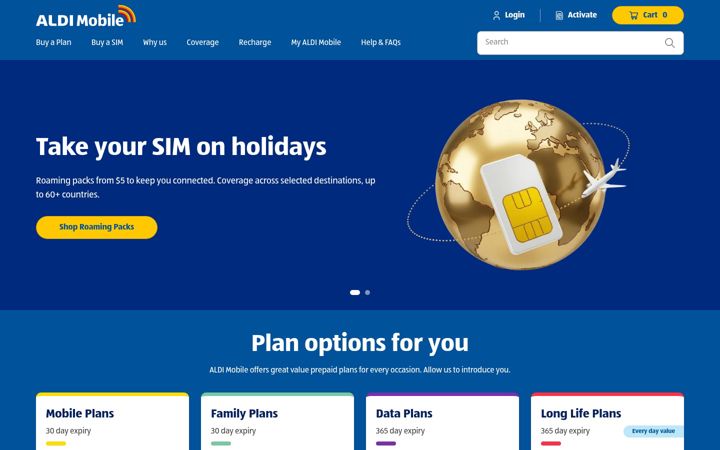 Screenshot of aldimobile.com.au