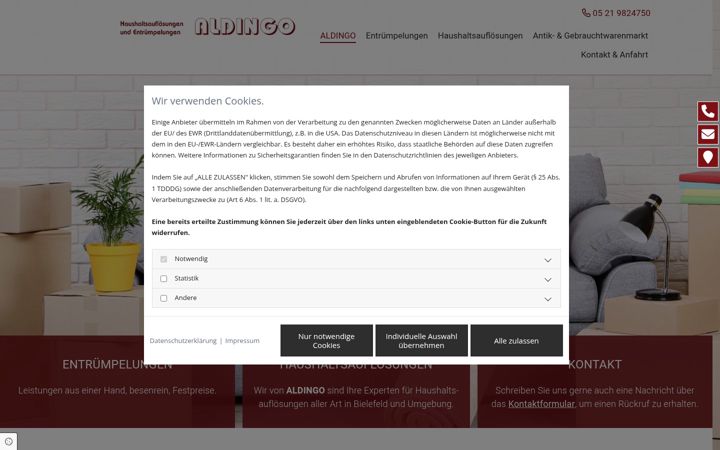 Screenshot ta' aldingo.de