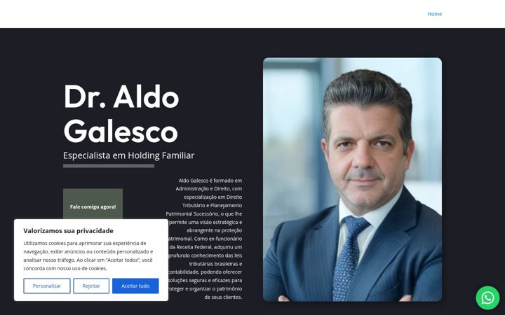 Screenshot stránky aldogalesco.com.br