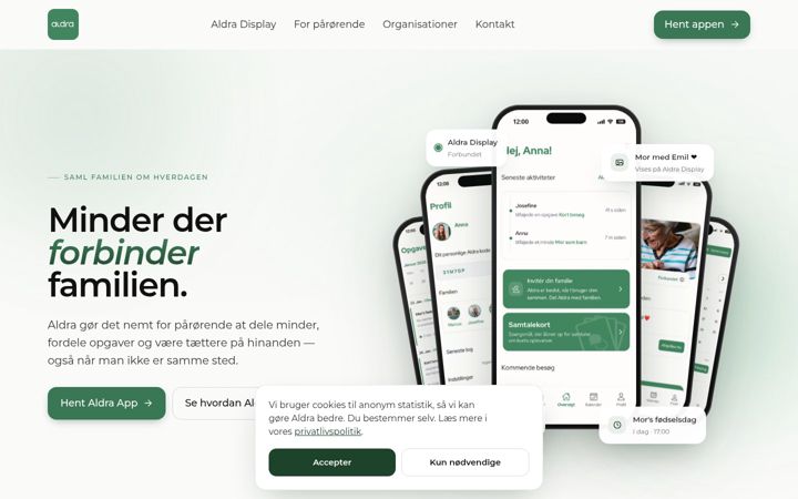 Screenshot of aldra.dk