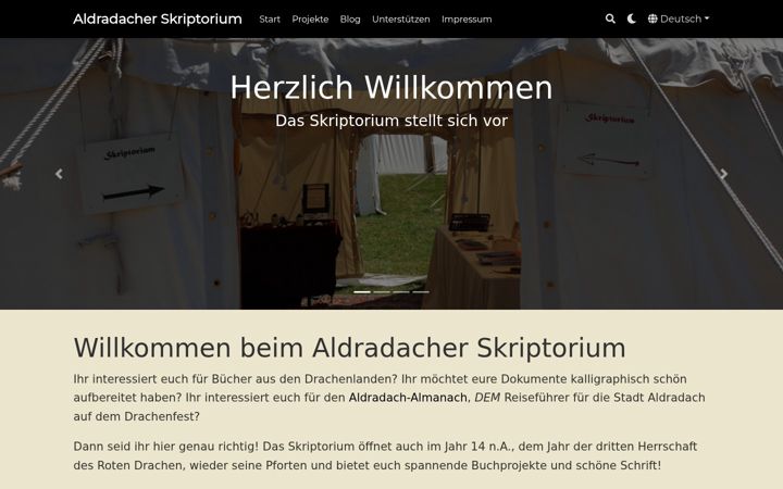 Kuvakaappaus sivustosta aldradacher-skriptorium.de