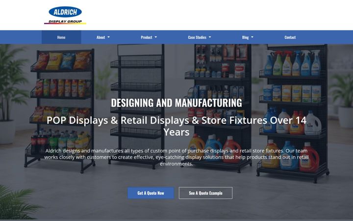 Screenshot of aldrichshopfitting.com