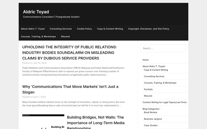 Screenshot of aldrictoyad.com