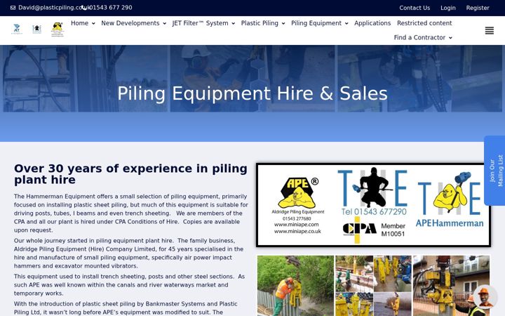 Screenshot of aldridgepiling.co.uk