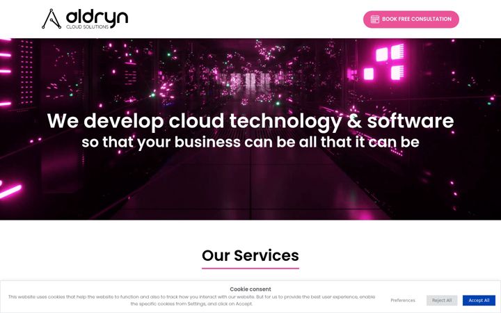 Screenshot of aldryncloudsolutions.com