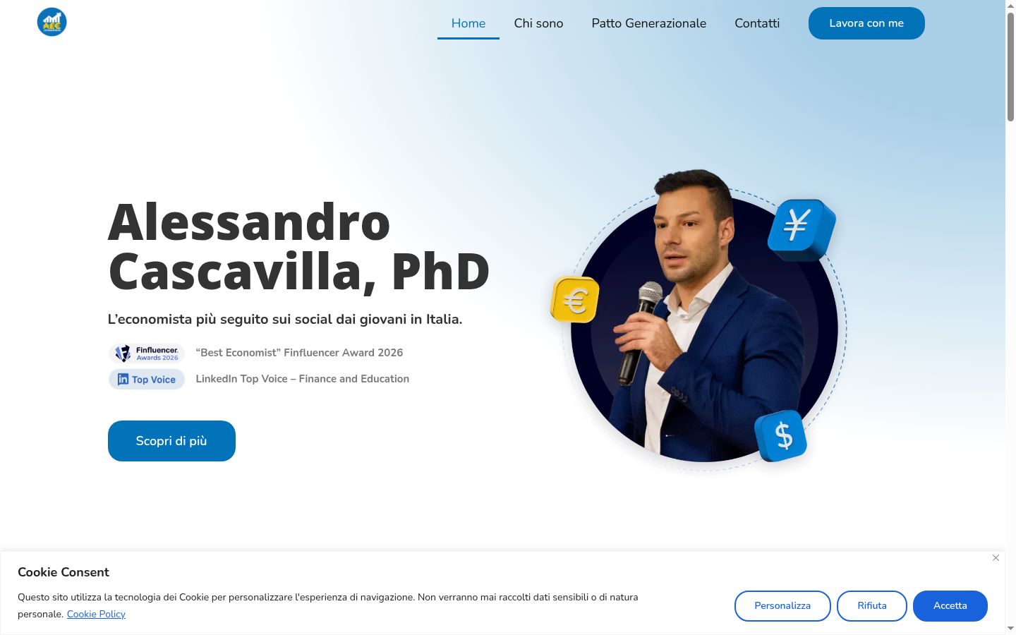 Screenshot of the consent banner shown before any interaction