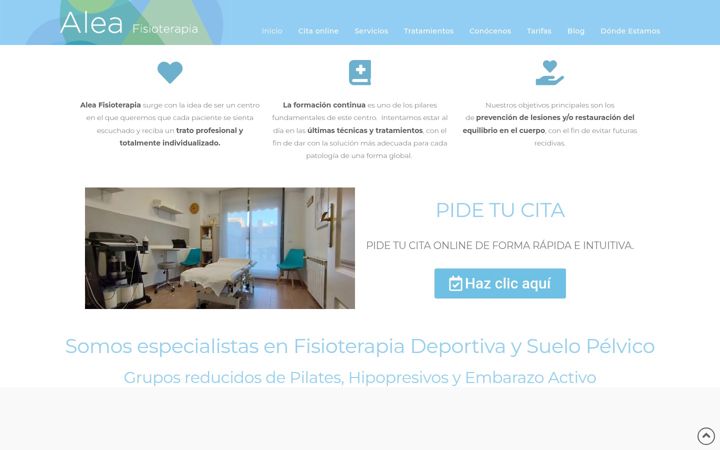 Kuvakaappaus sivustosta alea-fisioterapia.es
